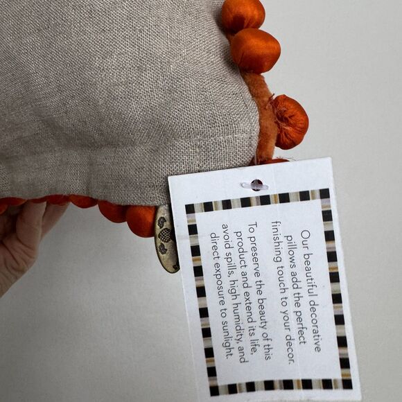 MacKenzie-Childs Cornucopia Beaded Embroidered Throw Pillow NWT Fall Decor 20x14 - Picture 5 of 13